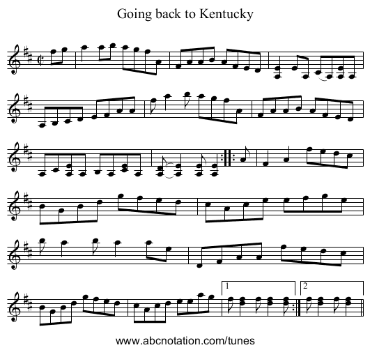 Going back to Kentucky - staff notation