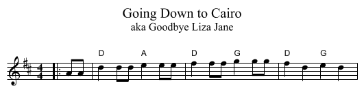 Going Down to Cairo - staff notation