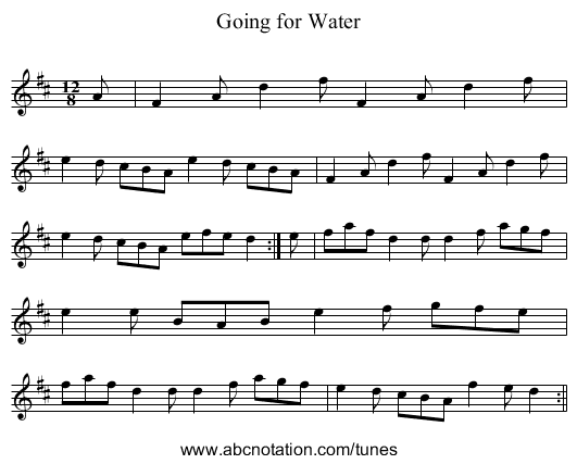 Going for Water - staff notation