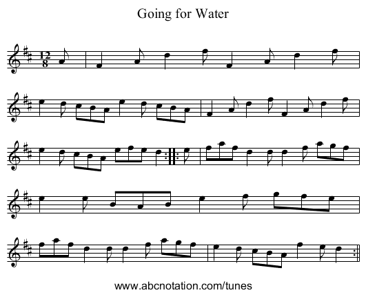 Going for Water - staff notation