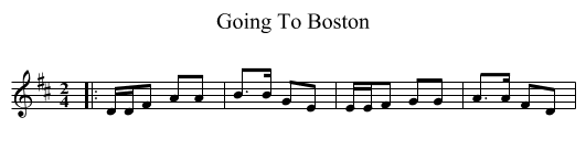 Going To Boston - staff notation