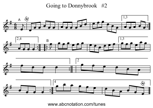 Going to Donnybrook   #2 - staff notation