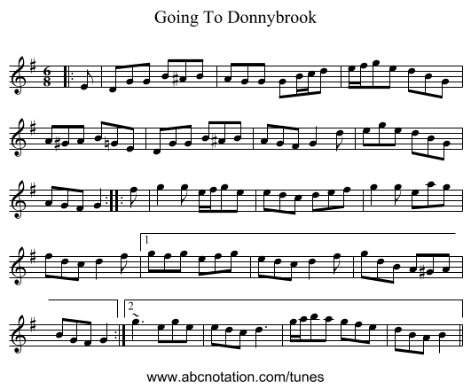 Going To Donnybrook - staff notation