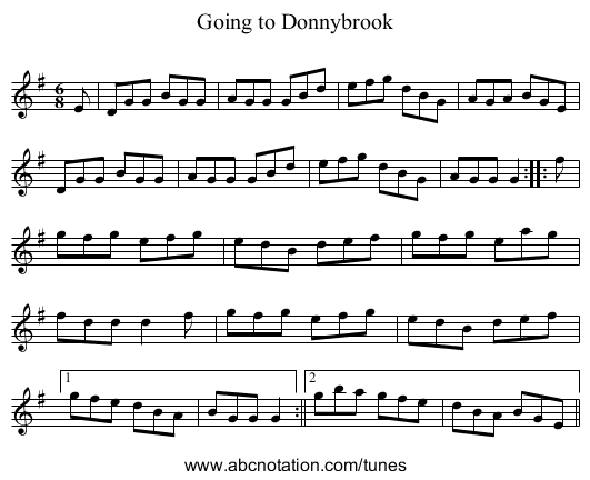 Going to Donnybrook - staff notation
