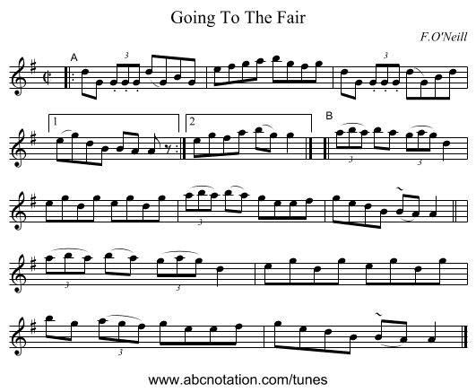 Going To The Fair - staff notation