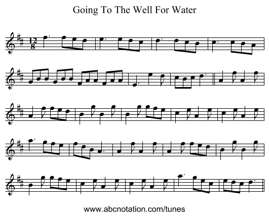 Going To The Well For Water - staff notation