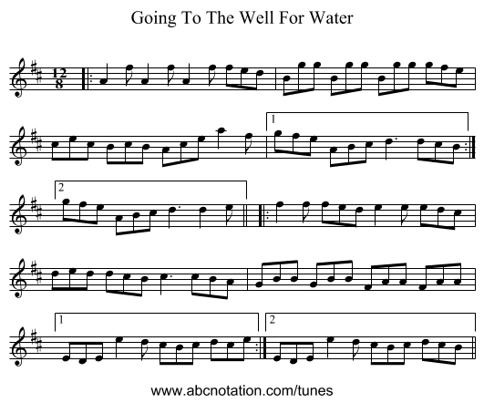 Going To The Well For Water - staff notation