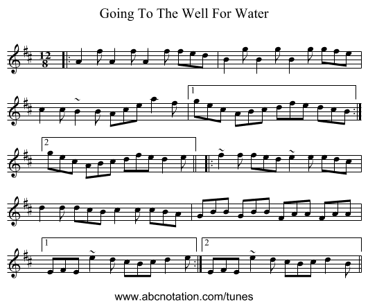 Going To The Well For Water - staff notation