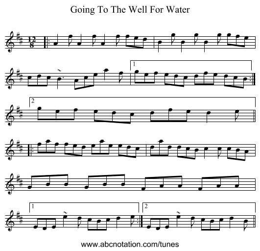 Going To The Well For Water - staff notation