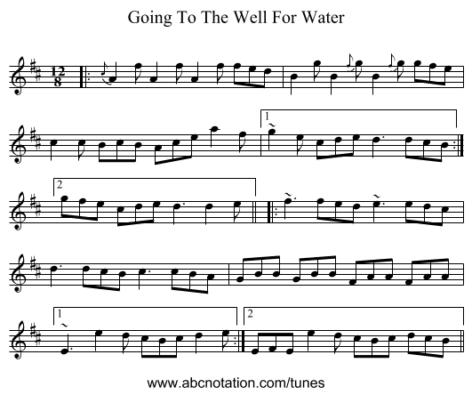 Going To The Well For Water - staff notation