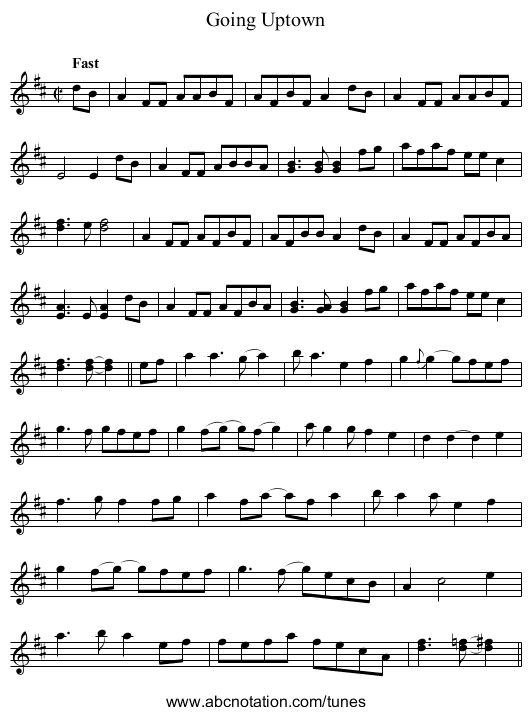 Going Uptown - staff notation