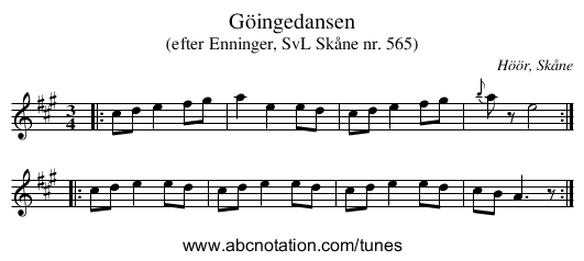 Göingedansen - staff notation