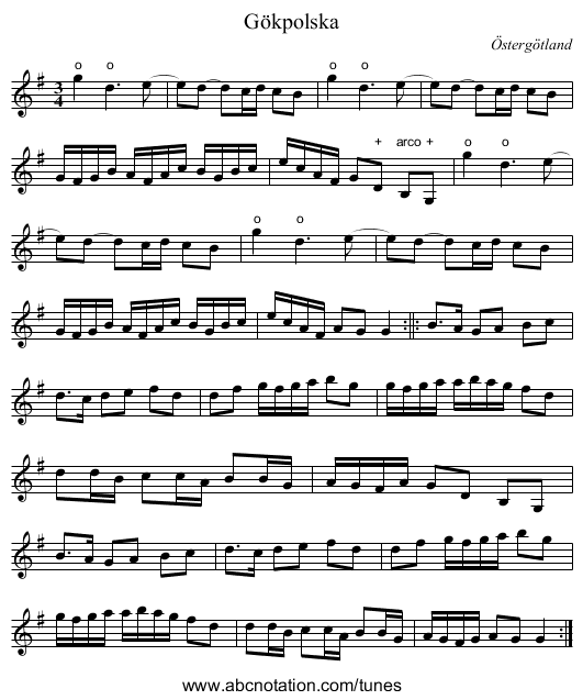 G&ouml;kpolska - staff notation