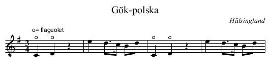 Gök-polska - staff notation