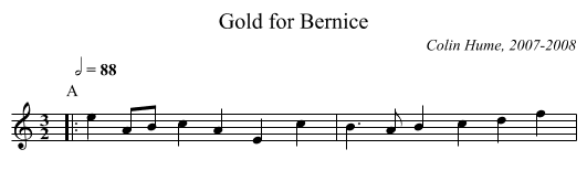Gold for Bernice - staff notation