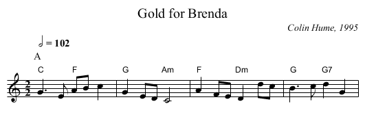 Gold for Brenda - staff notation