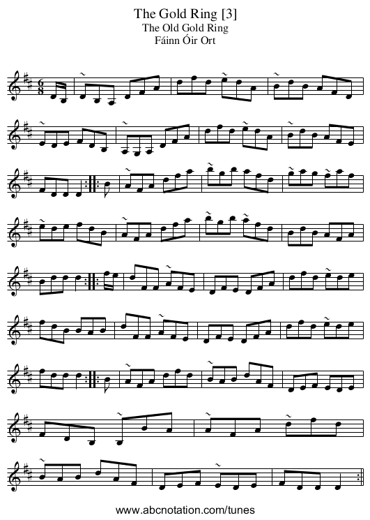 Gold Ring [3], The - staff notation