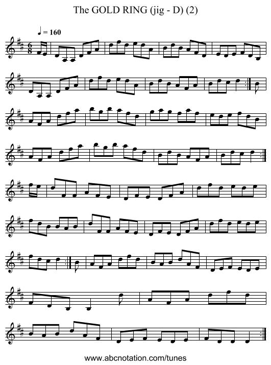 GOLD RING (jig - D) (2), The - staff notation
