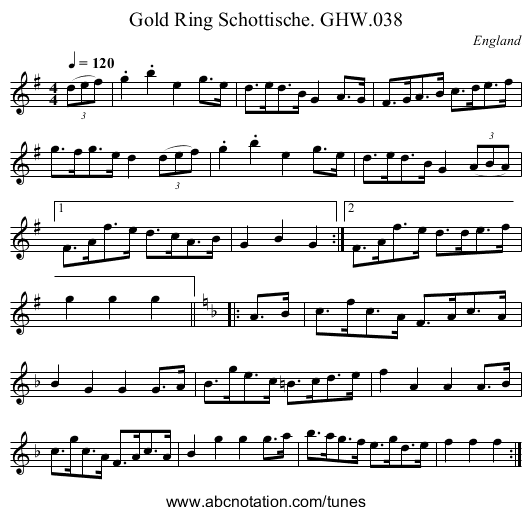 Gold Ring Schottische. GHW.038 - staff notation