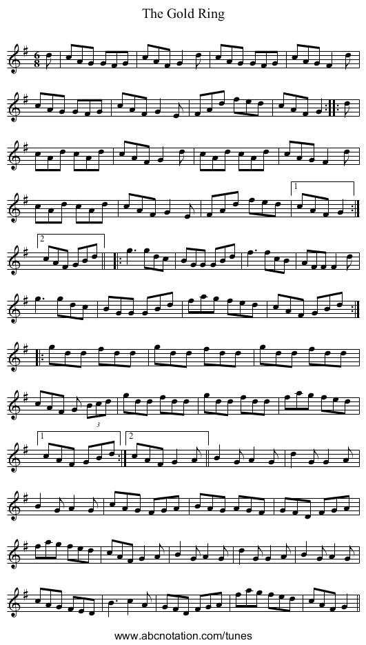 Gold Ring, The - staff notation