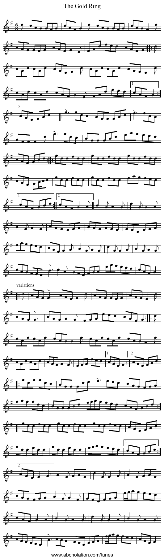 Gold Ring, The - staff notation