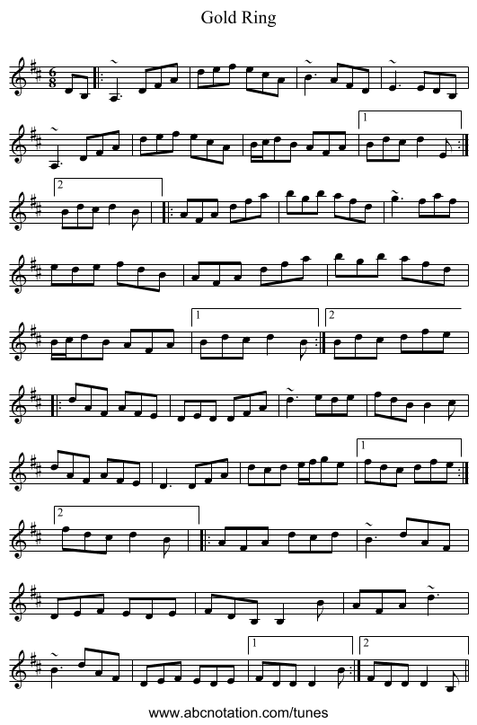 Gold Ring - staff notation