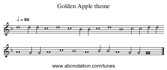 Golden Apple theme - staff notation