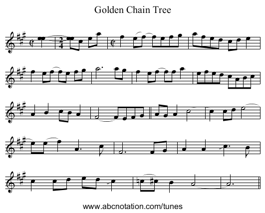 Golden Chain Tree - staff notation