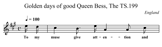 Golden days of good Queen Bess, The TS.199 - staff notation