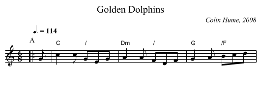 Golden Dolphins - staff notation