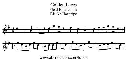 Golden Laces - staff notation
