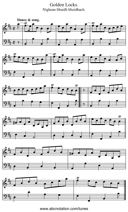 Golden Locks. - staff notation