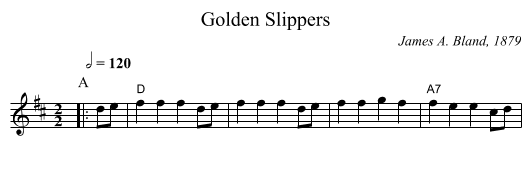 Golden Slippers - staff notation