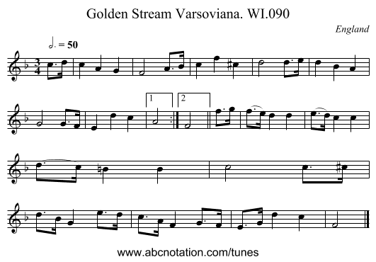 Golden Stream Varsoviana. WI.090 - staff notation