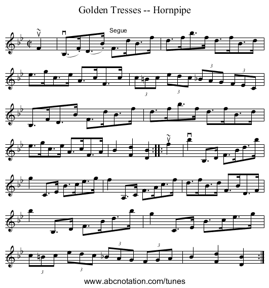 Golden Tresses -- Hornpipe - staff notation