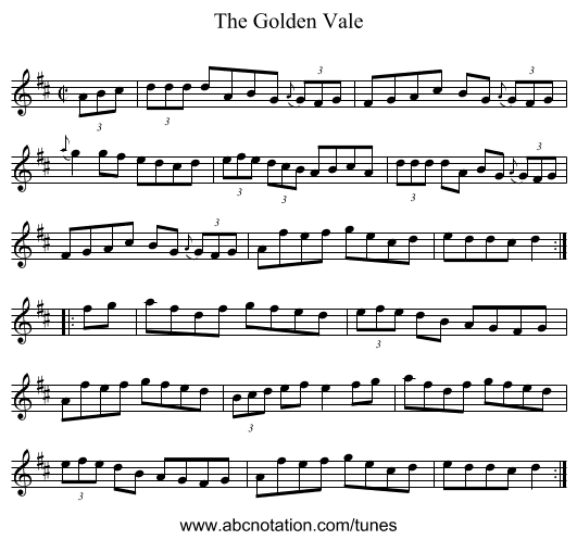 Golden Vale, The - staff notation