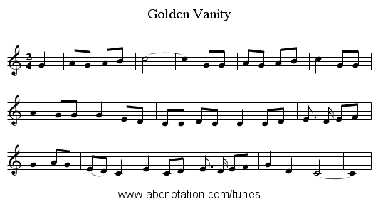 Golden Vanity - staff notation