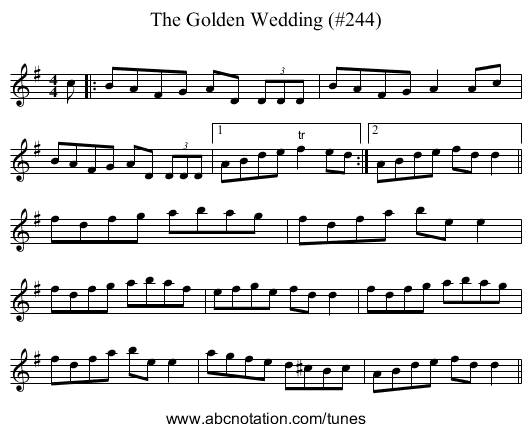 Golden Wedding (#244), The - staff notation