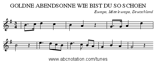 GOLDNE ABENDSONNE WIE BIST DU SO SCHOEN - staff notation