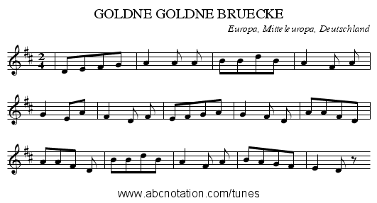 GOLDNE GOLDNE BRUECKE - staff notation