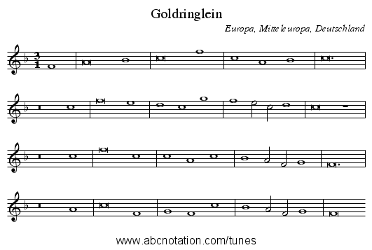 Goldringlein - staff notation
