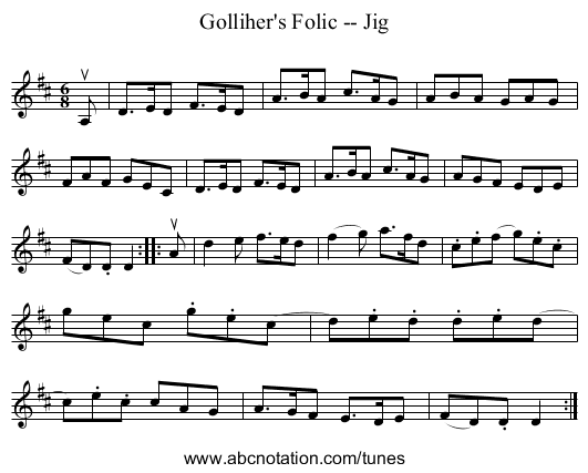 Golliher's Folic -- Jig - staff notation