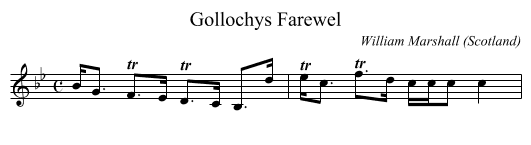 Gollochys Farewel - staff notation