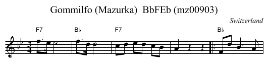 Gommilfo (Mazurka)  BbFEb (mz00903) - staff notation