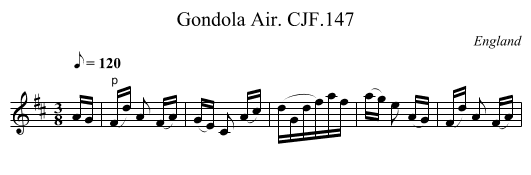 Gondola Air. CJF.147 - staff notation