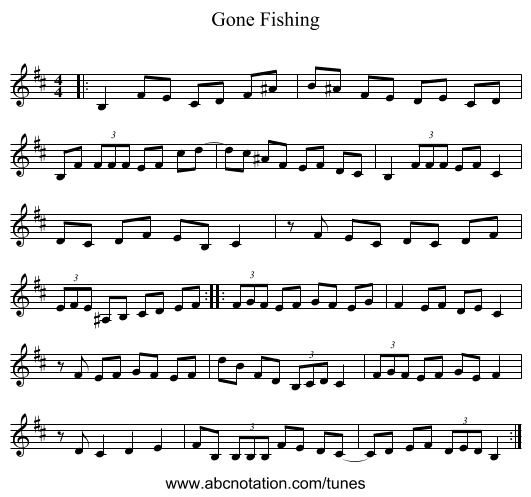 Gone Fishing - staff notation