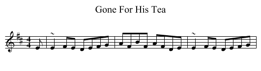 Gone For His Tea - staff notation