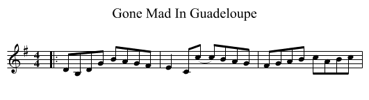 Gone Mad In Guadeloupe - staff notation