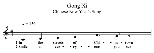Gong Xi - staff notation