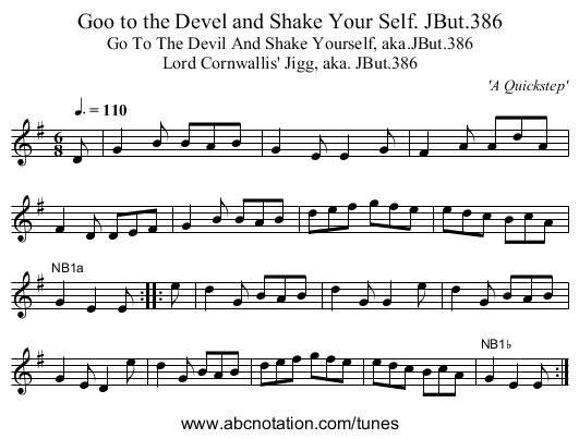 Goo to the Devel and Shake Your Self. JBut.386 - staff notation